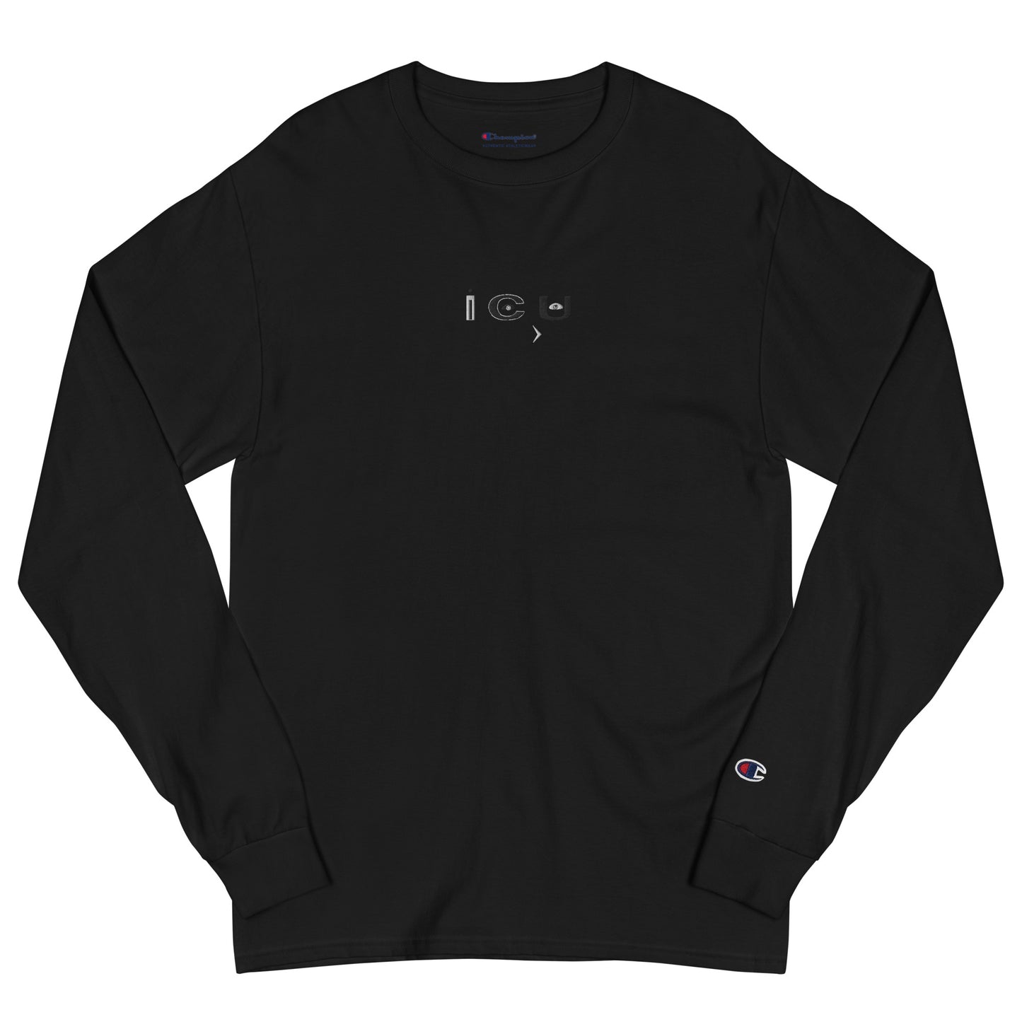 I C U 3x Embroidery  (Most Wanted) Much love "Black" Men's Champion Long Sleeve Shirt