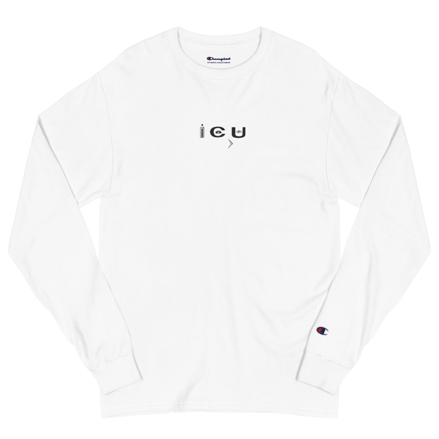 I C U 3x Embroidery  (Most Wanted) Much love "Black" Men's Champion Long Sleeve Shirt