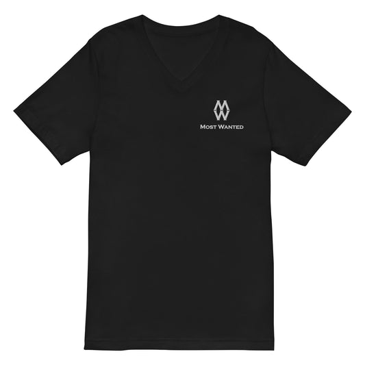 MOST WANTED V-NECK (WHITE) EMBROIDERY T-SHIRT