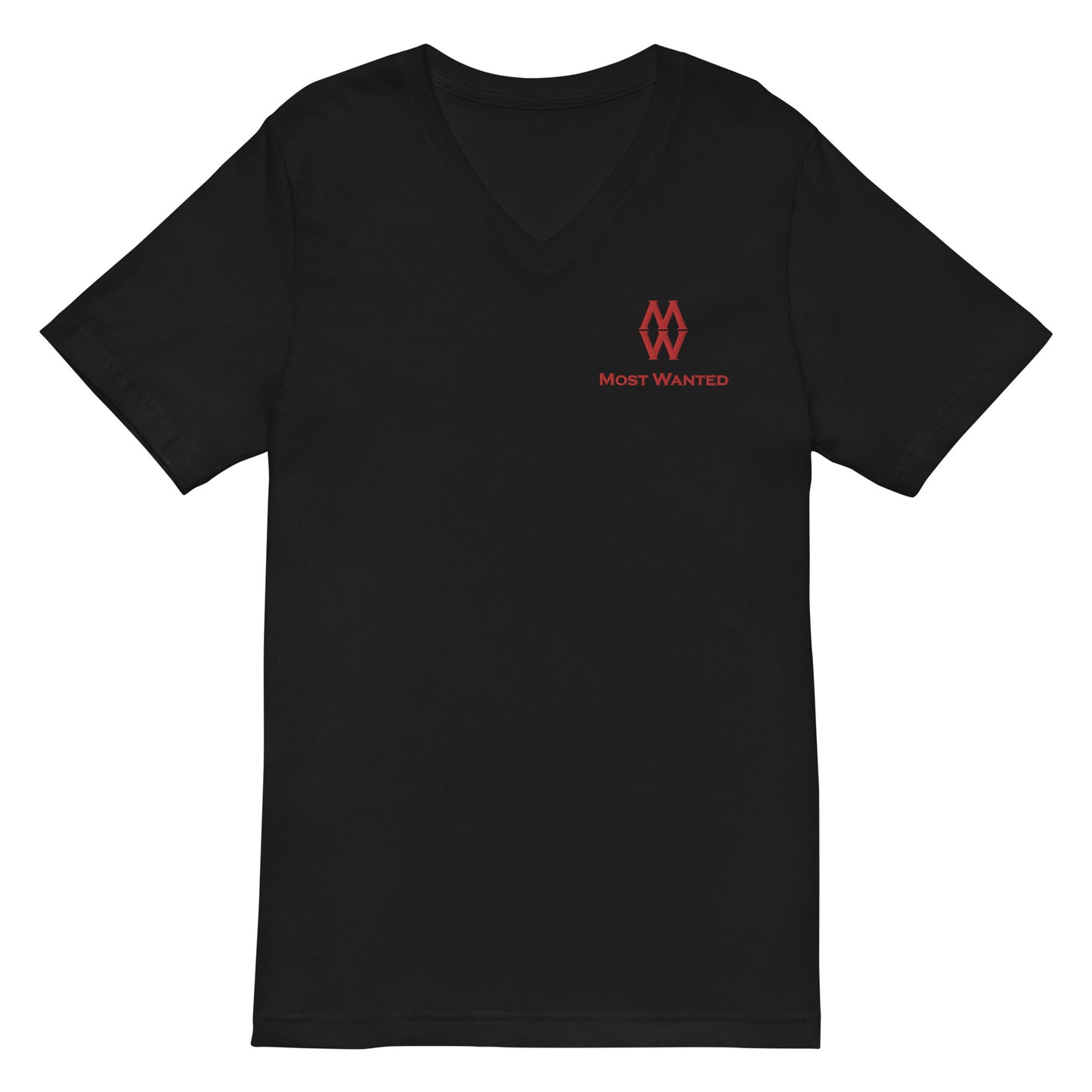Most Wanted V-Neck (Red) Embroidery T-Shirt